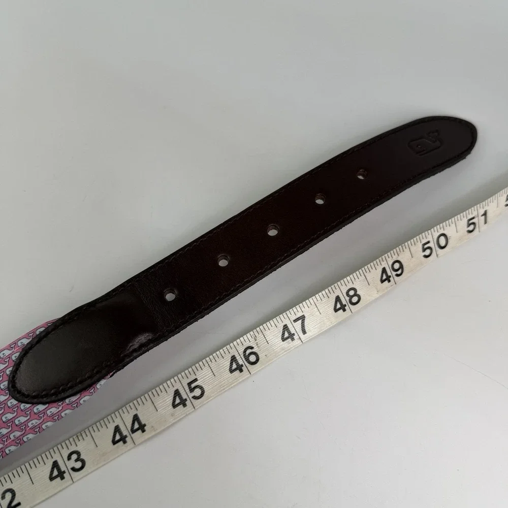 Vineyard Vines Belt Mens 48 Leather Canvas Navy Blue Whale Pink Golf Beach New